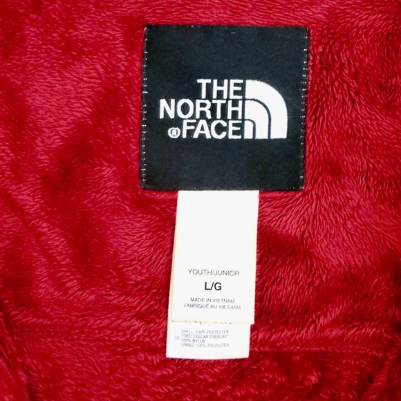 The North Face Osito Fleece Full Zip Jacket Fuzzy Fleece Red Gray SZ 12-14 Large - Picture 5 of 6